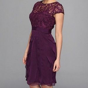 Adrianna Papell Lace Bodice with Flutter Skirt
